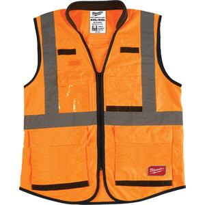 Performance Safety Vest - High Visibility Orange, Silver, Small/Medium, Large/X-Large, 2X-Large/3X-Large, Meets/Exceeds CSA Z96 Class 2 - Level 2, ANSI Class 2 Type R