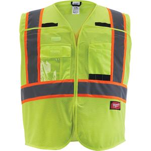 Flagman Safety Vest - High Visibility Lime-Yellow, Orange & Silver, Small/Medium, Large/X-Large, 2X-Large/3X-Large, 4X-Large/5X-Large, Meets/Exceeds CSA Z96 Class 2 - Level 2