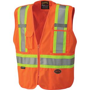 6935 Pioneer® Tear-Away Vest with Mesh Back - High Visibility Orange, Yellow & Silver, 2X-Large, X-Small, Small, Medium, Large, X-Large, 3X-Large, 4X-Large, 5X-Large, Polyester