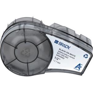 Water Soluble Labels with Ribbon - Paper, Black, White, 0.5", M210/M211