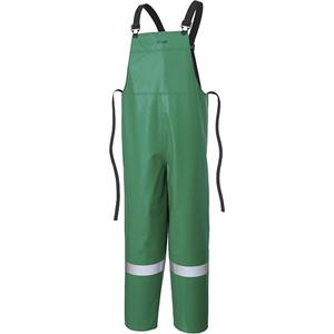 P43 035 CA-43® FR Chemical- & Acid-Resistant Safety Bib Pants - 2X-Large, Small, Medium, Large, X-Large, 3X-Large, 4X-Large, Green, 10 oz/yd² FR PVC & Polyester, CGSB 155.20-2000