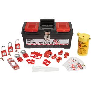 Electrical Lockout Tagout Kit with Nylon Safety Lockout Padlocks in Toolbox - 33, Electrical