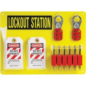 Lockout Board with Keyed Different Nylon Safety Lockout Padlocks - Included, Plastic, 6