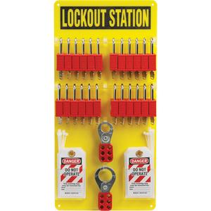 Lockout Board with Keyed Alike Nylon Safety Lockout Padlocks - Included, Plastic, 24