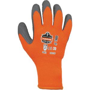 ProFlex 7401 Coated Lightweight Winter Work Gloves - Medium, Large, X-Large, 2X-Large, 10, Latex, Dipped Palm, Fleece/Acrylic, Orange & Grey, Knit, EN 388 Level 2, EN 388 Level 3