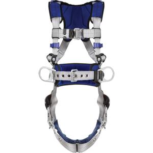 ExoFit™ X100 Comfort Iron Work Construction Safety Harness - Work Positioning/Fall Arrest, AP, 420 lbs., Small, Medium, Large, X-Large, Back - Side, Tongue Buckle, Quick-Connect, Grey, Zinc Plated Steel