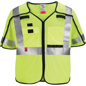 Breakaway Mesh Safety Vest - Black/High Visibility Lime-Yellow, Silver, Small/Medium, 4X-Large/5X-Large, Meets/Exceeds CSA Z96 Class 2 - Level FR