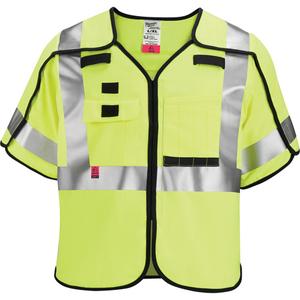 Breakaway Mesh Safety Vest - Black/High Visibility Lime-Yellow, Silver, Small/Medium, Large/X-Large, 2X-Large/3X-Large, 4X-Large/5X-Large, Meets/Exceeds CSA Z96 Class 2 - Level FR