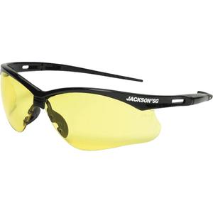 Safety Glasses - Meets/Exceeds CSA Z94.3/ANSI Z87+, Amber, Anti-Scratch, Black, Low Light