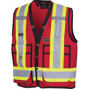 6683 Surveyor's Safety Vest - Red, Yellow & Silver, 2X-Large, Small, Medium, Large, X-Large, 3X-Large, 4X-Large, Polyester, Meets/Exceeds CSA Z96 Class 1 - Level 2