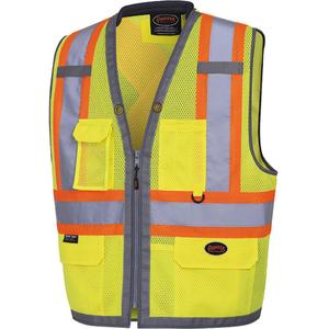 6675 The Rock Mesh Surveyor's Vest - High Visibility Lime-Yellow, Orange & Silver, 2X-Large, Small, X-Large, 3X-Large, 4X-Large, Polyester, Meets/Exceeds CSA Z96 Class 2 - Level 2