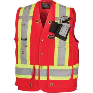 694 Surveyor/Supervisor's Vest - Red, Yellow & Silver, Small, Medium, Large, X-Large, 2X-Large, 3X-Large, 4X-Large, 5X-Large, Cotton, Meets/Exceeds CSA Z96 Class 1 - Level 2