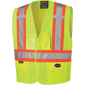131 Safety Vest with Adjustable Sides - High Visibility Lime-Yellow, Orange & Silver, 2X-Large/3X-Large, Small/Medium, 4X-Large/5X-Large, 6X-Large/7X-Large, Polyester