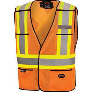 6926 Tear-Away Safety Vest - High Visibility Orange, Yellow & Silver, One Size, Polyester, Meets/Exceeds CSA Z96 Class 1 - Level 2