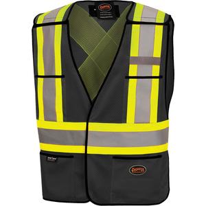 6927BK Tear-Away Safety Vest - Black, Yellow & Silver, One Size, Polyester, Meets/Exceeds CSA Z96 Class 1 - Level 2