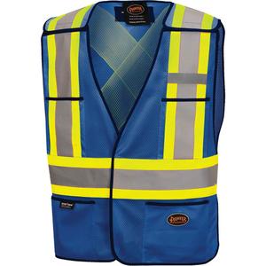 6927RB Tear-Away Safety Vest - Royal Blue, Yellow & Silver, One Size, Polyester, Meets/Exceeds CSA Z96 Class 1 - Level 2