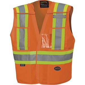 6930 Drop-Shoulder Tear-Away Surveyor's Vest - High Visibility Orange, Yellow & Silver, 6X-Large/7X-Large, Polyester, Meets/Exceeds CSA Z96 Class 2 - Level 2
