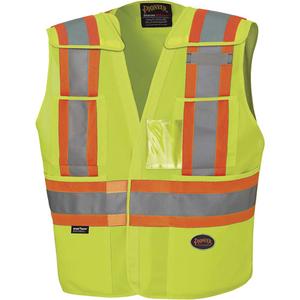 6931 Drop-Shoulder Tear-Away Surveyor's Vest - High Visibility Lime-Yellow, Orange & Silver, 2X-Large/3X-Large, Small/Medium, Large/X-Large, 4X-Large/5X-Large, Polyester