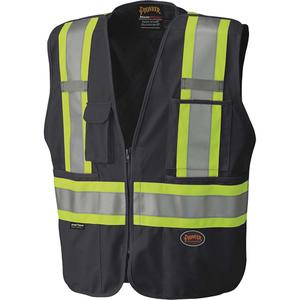 6937 Tear-Away Safety Mesh-Back Vest - Black, Yellow & Silver, 2X-Large, X-Small, Small, Medium, Large, X-Large, 3X-Large, 4X-Large, 5X-Large, Polyester, Meets/Exceeds CSA Z96 Class 1 - Level 2