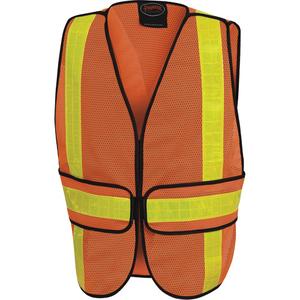 592A All-Purpose Mesh Safety Vest - High Visibility Orange, Yellow & Silver, One Size, Polyester, None