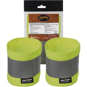 141A High-Visibility Adjustable Armbands - 4", 14", One Size, High Visibility Lime-Yellow & Silver