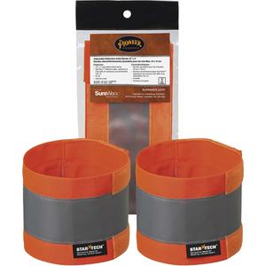 142A High-Visibility Adjustable Ankle Bands - 4", 18", One Size, High Visibility Orange & Silver