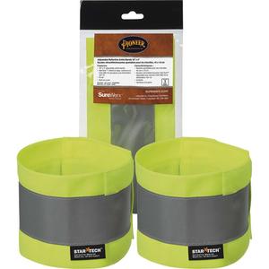 143A High-Visibility Adjustable Ankle Bands - 4", 18", One Size, High Visibility Lime-Yellow & Silver