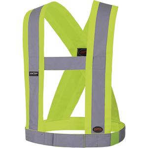 5492 4" Wide Adjustable Safety Sash - High Visibility Lime-Yellow, Silver, One Size, Meets/Exceeds CSA Z96 Class 2 - Level 2, 2, ANSI/ISEA 107-2020 Class 1 Type O