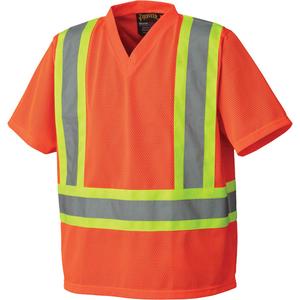 5992P Safety T-Shirt - High Visibility Orange, Silver/Yellow, Small, Medium, Large, X-Large, 2X-Large, 3X-Large, Polyester, Meets/Exceeds CSA Z96 Class 2 - Level 2