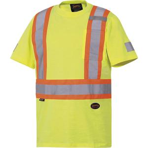 6980 Safety T-Shirt - High Visibility Lime-Yellow, Silver/Orange, Small, Medium, Large, X-Large, 2X-Large, 3X-Large, 4X-Large, Cotton, Meets/Exceeds CSA Z96 Class 1 - Level 2