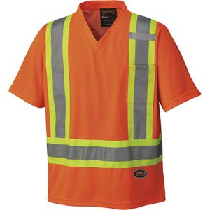 6979 Micro Mesh Traffic T-Shirt - High Visibility Orange, Silver/Yellow, X-Small, Small, Medium, Large, X-Large, 2X-Large, 3X-Large, 4X-Large, 5X-Large, Meets/Exceeds CSA Z96 Class 2 - Level 2
