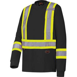 6983 Long-Sleeved Safety Shirt - Black, Silver/Yellow, X-Small, Small, Medium, Large, X-Large, 2X-Large, 3X-Large, 4X-Large, 5X-Large, Cotton, Meets/Exceeds CSA Z96 Class 1 - Level 2