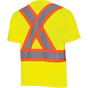 6991 Bird's-Eye Safety Shirt - High Visibility Lime-Yellow, Silver/Orange, X-Small, Small, Medium, Large, X-Large, 2X-Large, 3X-Large, 4X-Large, 5X-Large, Polyester, Meets/Exceeds CSA Z96 Class 2 - Level 2