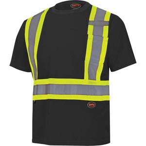 6992 Bird's-Eye Safety Shirt - Black, Silver/Yellow, X-Small, Small, Medium, Large, X-Large, 2X-Large, 3X-Large, 4X-Large, 5X-Large, Polyester, Meets/Exceeds CSA Z96 Class 1 - Level 2