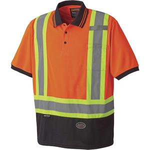 6986 Bird's-Eye Safety Polo Shirt - High Visibility Orange, Silver/Yellow, Small, Medium, Large, X-Large, 2X-Large, 3X-Large, 4X-Large, 5X-Large, Polyester, Meets/Exceeds CSA Z96 Class 2 - Level 2