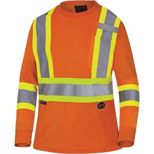 6968 Bird's-Eye Women's Safety T-Shirt - High Visibility Orange, Silver/Yellow, X-Small, Small, Medium, Large, X-Large, 2X-Large, 3X-Large, 4X-Large, Polyester, Meets/Exceeds CSA Z96 Class 2 - Level 2