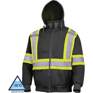6925BK Hoodie - Black, Silver/Yellow, Small, 4X-Large, 5X-Large, Fleece/Polyester, Meets/Exceeds CSA Z96 Class 1 - Level 2, ANSI/ISEA 107-2020 Class 1 Type O
