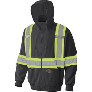 6942 Zip Style Hoodie - Black, Silver/Yellow, Small, Medium, Large, X-Large, 2X-Large, 3X-Large, 4X-Large, 5X-Large, Fleece, Meets/Exceeds CSA Z96 Class 1 - Level 2, ANSI/ISEA 107-2020 Class 1 Type O