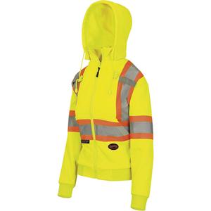 6925W Women's Zip Style Hoodie - High Visibility Yellow, Silver/Orange, X-Small, Small, Medium, Large, X-Large, 2X-Large, 3X-Large, 4X-Large, Fleece, Meets/Exceeds CSA Z96 Class 2 - Level 2