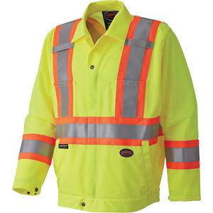 5999J Traffic Safety Jacket - High Visibility Lime-Yellow, Silver/Orange, X-Small, Small, Medium, Large, X-Large, 2X-Large, 3X-Large, 4X-Large, 5X-Large, Polyester, Meets/Exceeds CSA Z96 Class 2 - Level 2