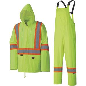 5599 Lightweight Waterproof Rain Suit - High Visibility Lime-Yellow, Silver/Orange, X-Small, Small, Medium, Large, X-Large, 2X-Large, 3X-Large, 4X-Large, Polyester/PVC, Meets/Exceeds CSA Z96 Class 1 - Level 2