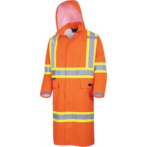 5630 The Rock 300D Waterproof Long Coat - High Visibility Orange, Silver/Yellow, Small, Medium, Large, X-Large, 2X-Large, 3X-Large, 4X-Large, 5X-Large, Polyester, Meets/Exceeds CSA Z96 Class 3 - Level 2