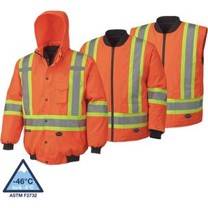 5022 Waterproof 7-in-1 Bomber Jacket - High Visibility Orange, Silver/Yellow, X-Small, Small, Medium, Large, X-Large, 2X-Large, 3X-Large, 4X-Large, 5X-Large, Polyester, Meets/Exceeds CSA Z96 Class 2 - Level 2
