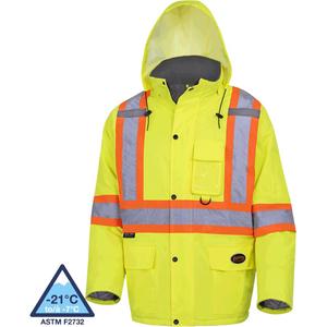 5031 Waterproof Quilted Safety Parka - High Visibility Lime-Yellow, Silver/Orange, Small, Medium, Large, X-Large, 2X-Large, 3X-Large, 4X-Large, 5X-Large, Polyester