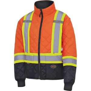 5015 Quilted Freezer Jacket - Black/High Visibility Orange, Silver/Yellow, X-Small, 2X-Small, Polyester, Meets/Exceeds CSA Z96 Class 2 - Level 2, ANSI/ISEA 107-2020 Class 3 Type P and R
