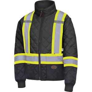 5017 Quilted Freezer Jacket - Black, Silver/Yellow, X-Small, 2X-Small, Polyester, Meets/Exceeds CSA Z96 Class 1 - Level 2, ANSI/ISEA 107-2020 Class 1 Type O