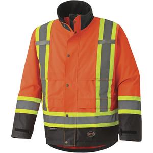 5400 300D Trilobal Ripstop Waterproof Safety Jacket - Black/High Visibility Orange, Silver/Yellow, Small, Medium, Large, X-Large, 3X-Large, 4X-Large, Polyester, Meets/Exceeds CSA Z96 Class 2 - Level 2