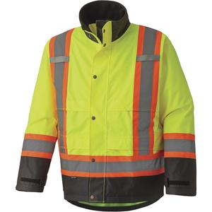 5401 300D Trilobal Ripstop Waterproof Safety Jacket - Black/High Visibility Lime-Yellow, Silver/Orange, X-Small, Small, Medium, Large, X-Large, 2X-Large, 3X-Large, 4X-Large, Polyester, Meets/Exceeds CSA Z96 Class 2 - Level 2