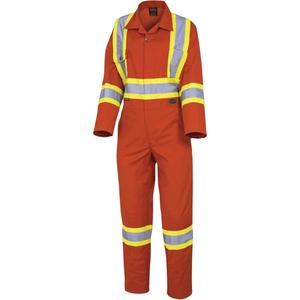 5514W Women's Safety Coveralls - High Visibility Orange, Silver/Yellow, X-Small, Small, Medium, Large, X-Large, 2X-Large, 3X-Large, Poly-Cotton, Meets/Exceeds CSA Z96 Class 3 - Level 2