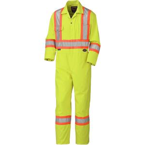 5512 Coveralls - High Visibility Lime-Yellow, Silver/Orange, 36, 38, 40, 42, 44, 46, 48, 50, 52, 54, 56, 58, 60, Poly-Cotton, Meets/Exceeds CSA Z96 Class 3 - Level 2
